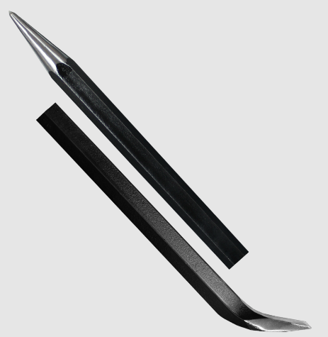 Heel & point steel crowbar, 1-1/8" hexagon, 60" length